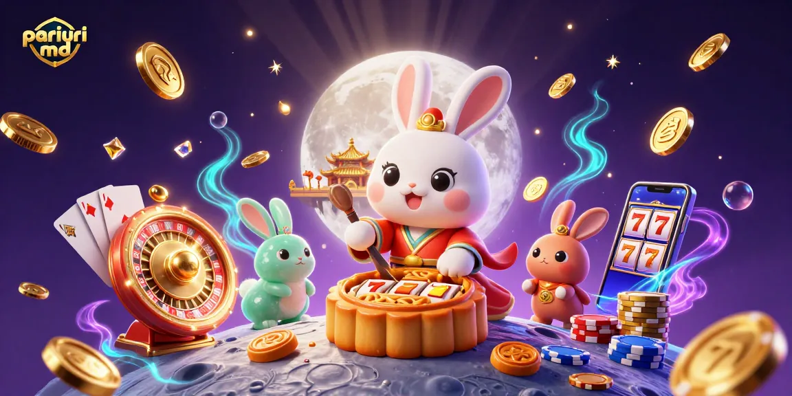 Pariuri md cu sloturi și câștiguri, moon rabbit și elemente de joc din luna.