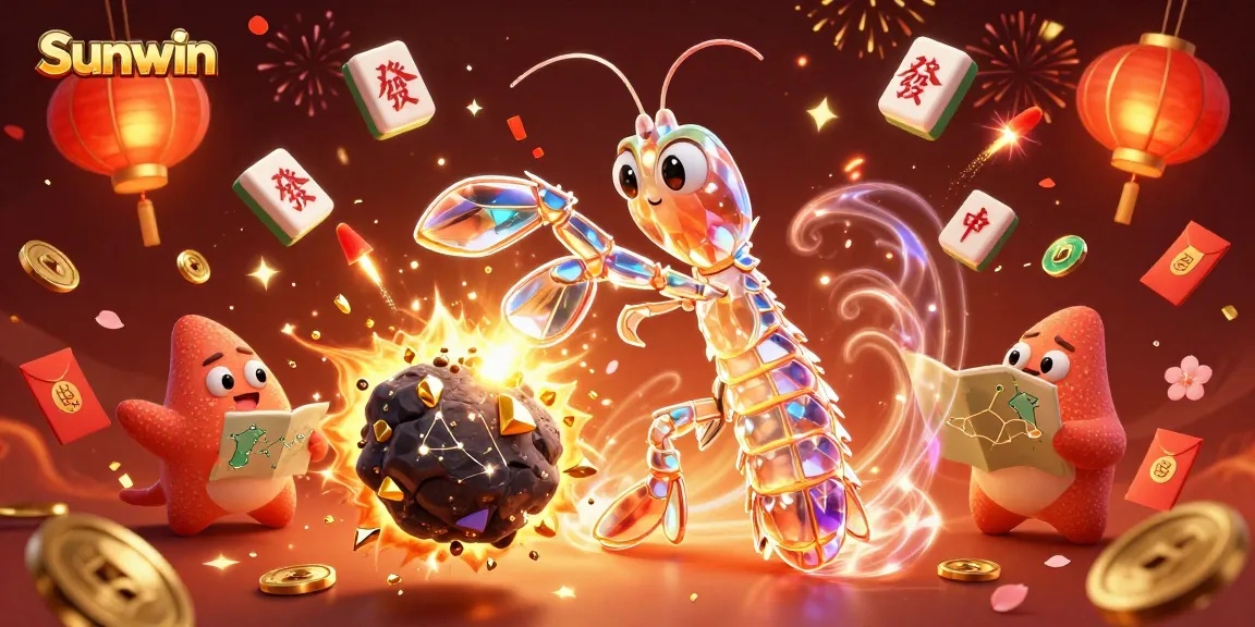 Sunwin transforms gaming with dynamic winnings as a galactic shrimp punches through gold coins.